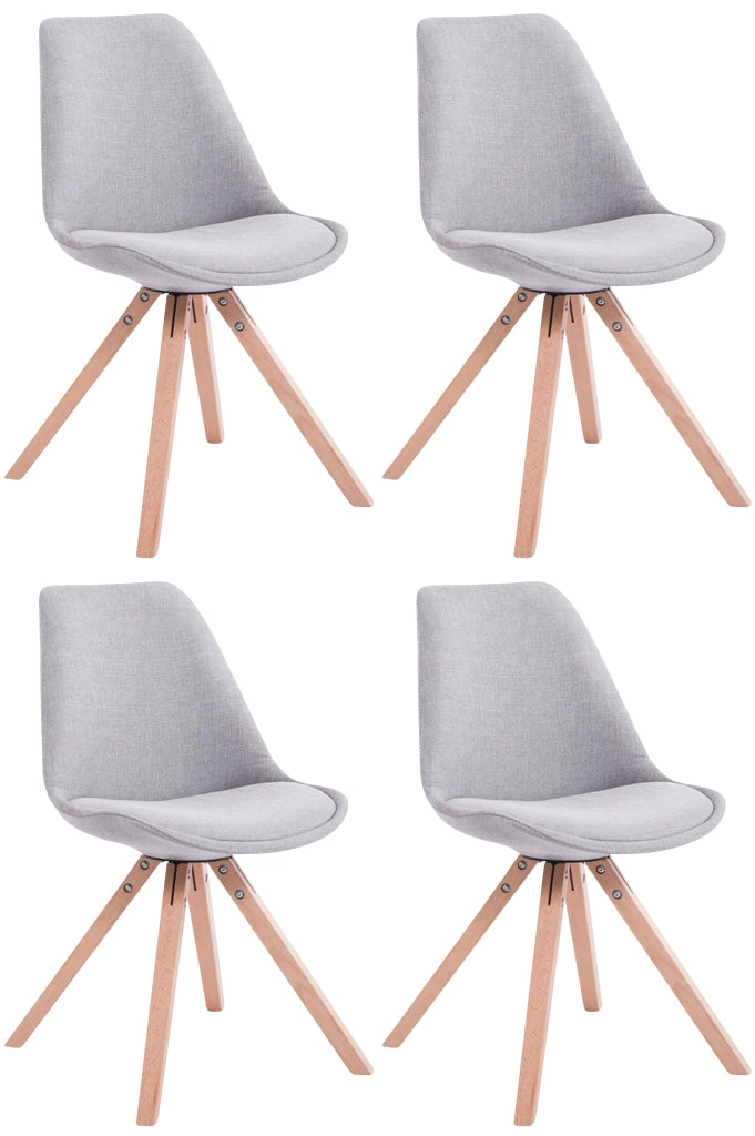 Set di 4 sedie per visitatori Toulouse Fabric Square grigio,natura