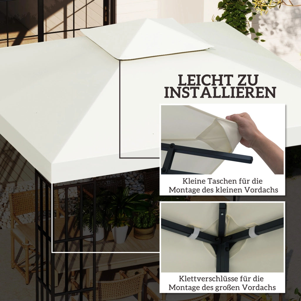Tetto di ricambio per gazebo 3x3m ¨C zephmum ¨C crema, poliestere, impermeabile