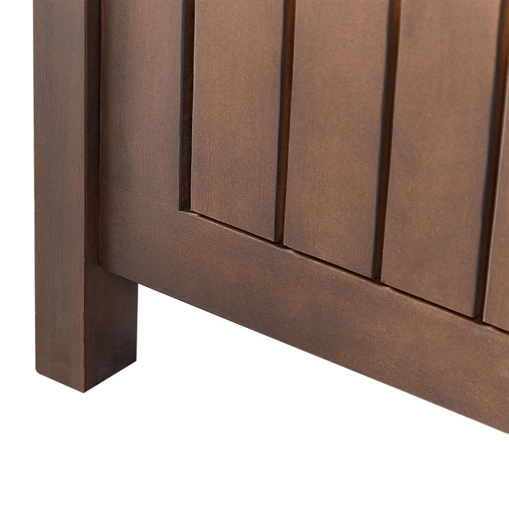 Panca da Esterno con Contenitore in Legno Massello di Acacia 2 Posti 120 cm Colore Scuro e cuscino rosso