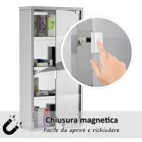 Armadietto Medicinale Cassetta Porta Medicina a Quattro Ripiani in Acciaio Inox 30 x 12 x 60cm