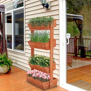 Letto per giardino a 4 livelli - Raccoglitore di vasi con scala rimovibile - Pannello regolabile - vasi per piante - 65 x 140 cm - Legno