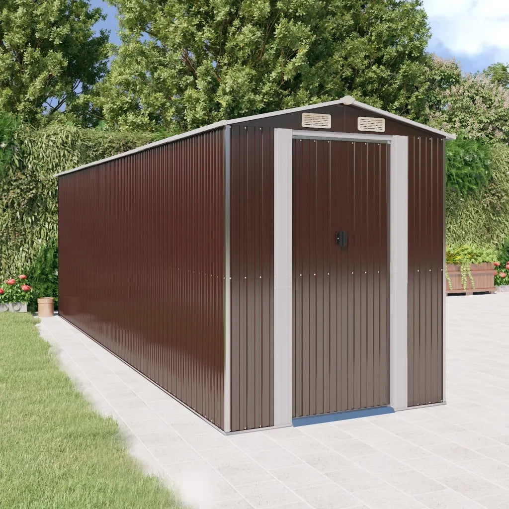 Capanno da Giardino Marrone Scuro 192x606x223cm Acciaio Zincato cod mxl 65847