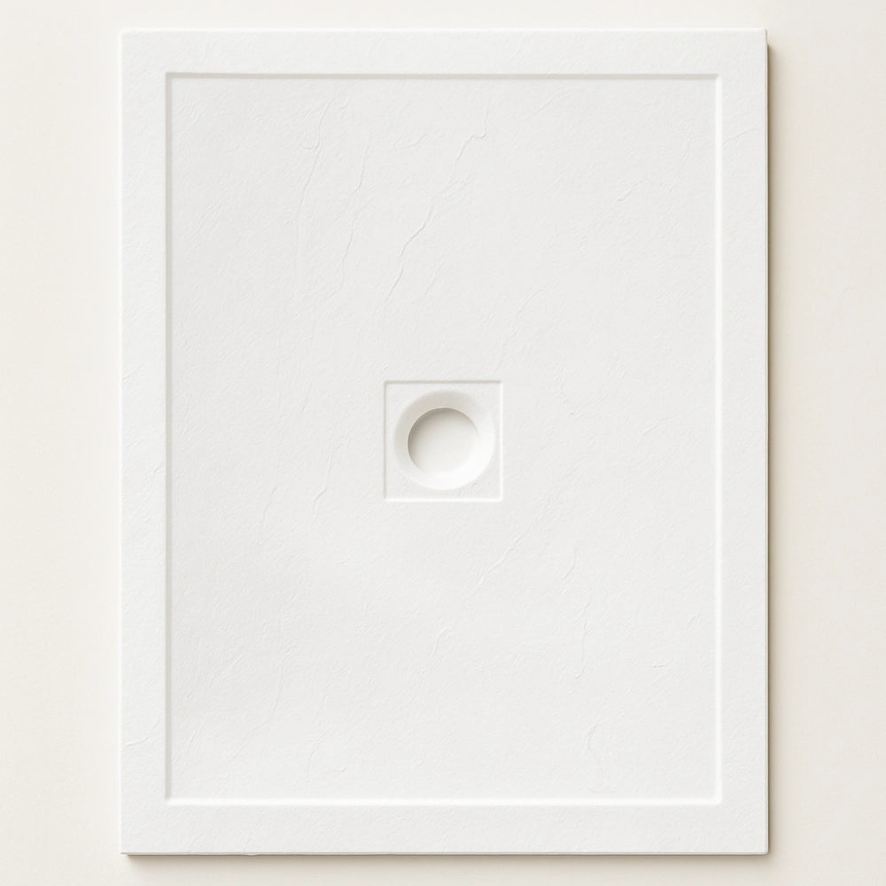 Piatto doccia cemento effetto pietra 80 x 100 cm spessore 4,8 cm antiscivolo *** colore- bianco, confezione 1