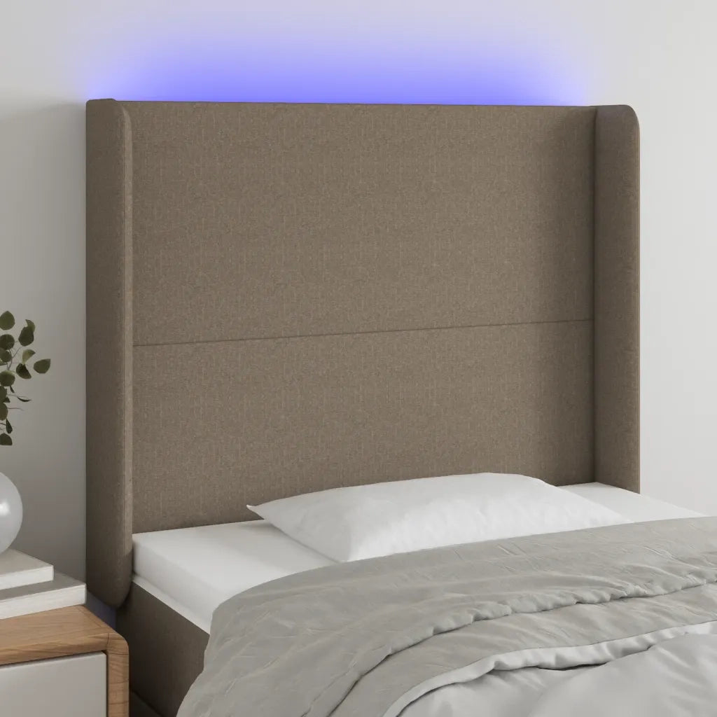 Testiera | Testata a LED Tortora 83x16x118/128 cm in Tessuto
