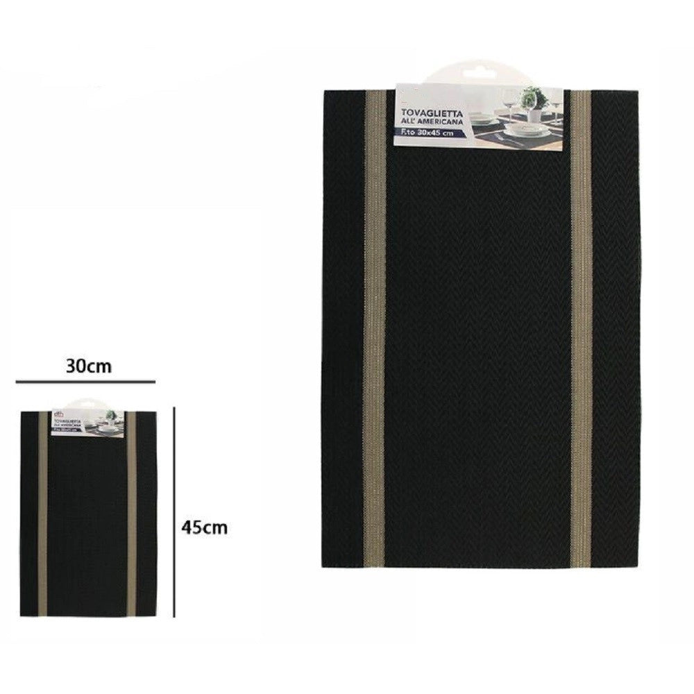 Trade Shop - Tovaglietta Tovagliette Colazione All'americana Cucina Tavola 30x45cm 72286 Nera -