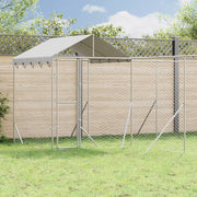 Cuccia Cani da Esterno Tetto Argento 10x6x2,5 m Acciaio Zincato