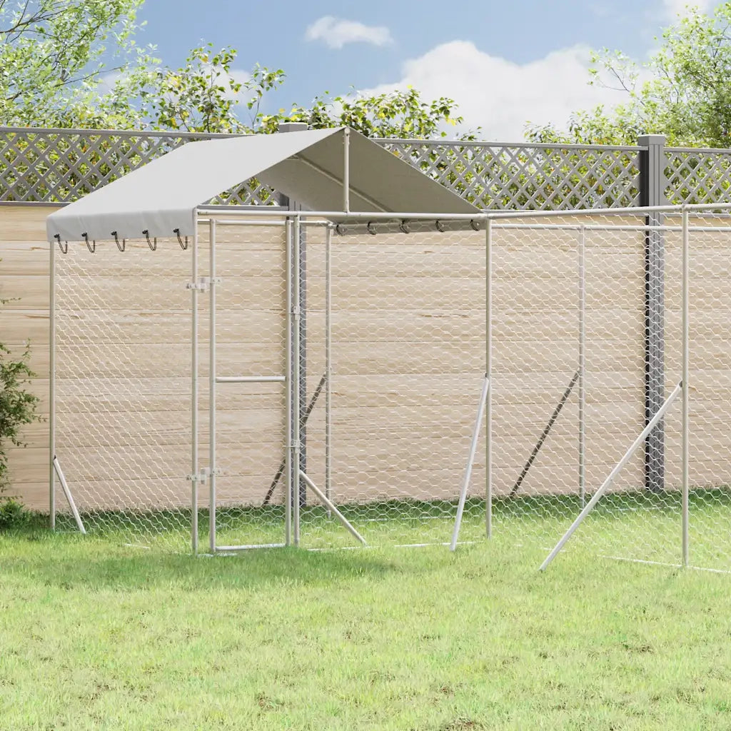 Cuccia Cani da Esterno Tetto Argento 10x6x2,5 m Acciaio Zincato