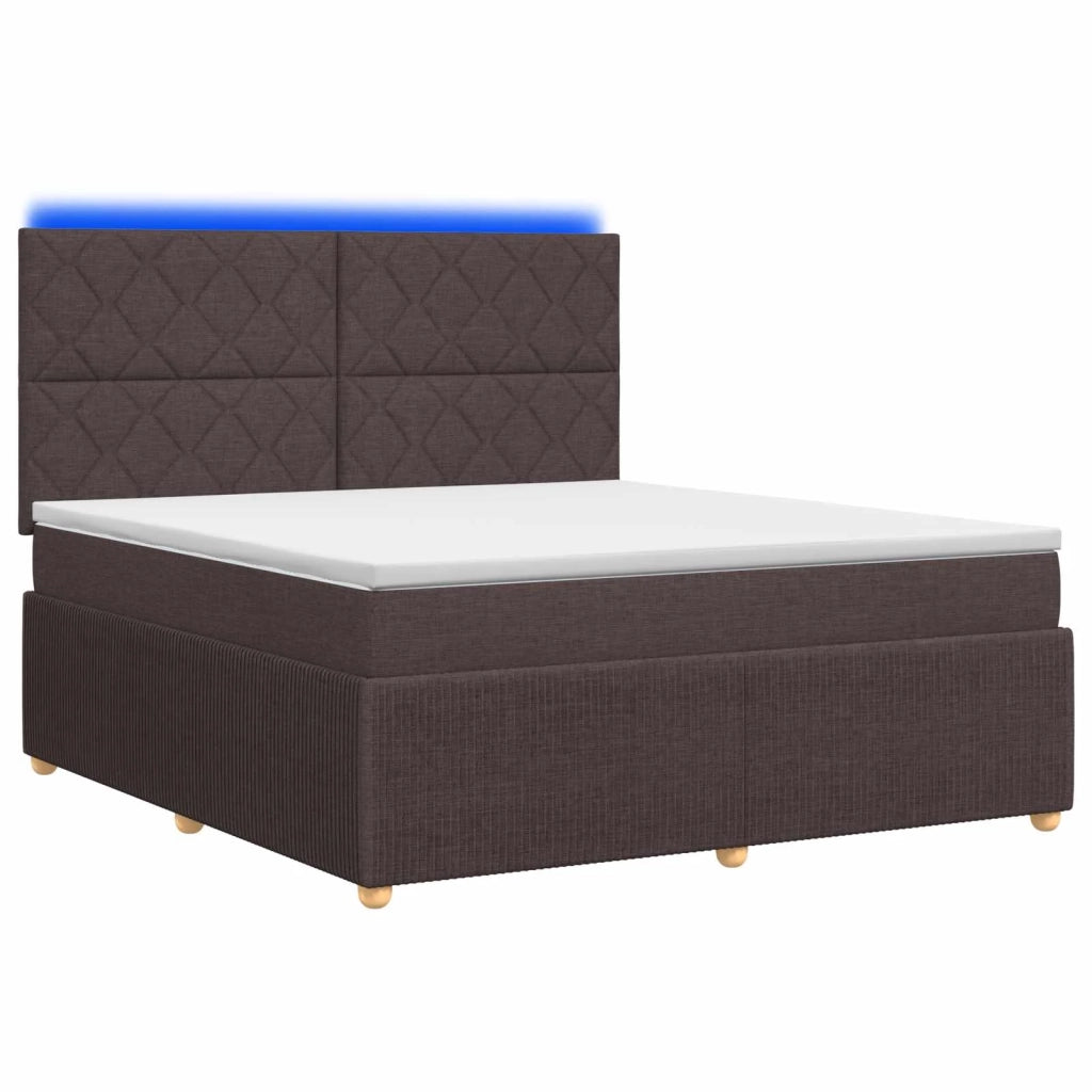 Letto Box Spring LED con Materasso Marrone Scuro 140 x 190 cm 3455863