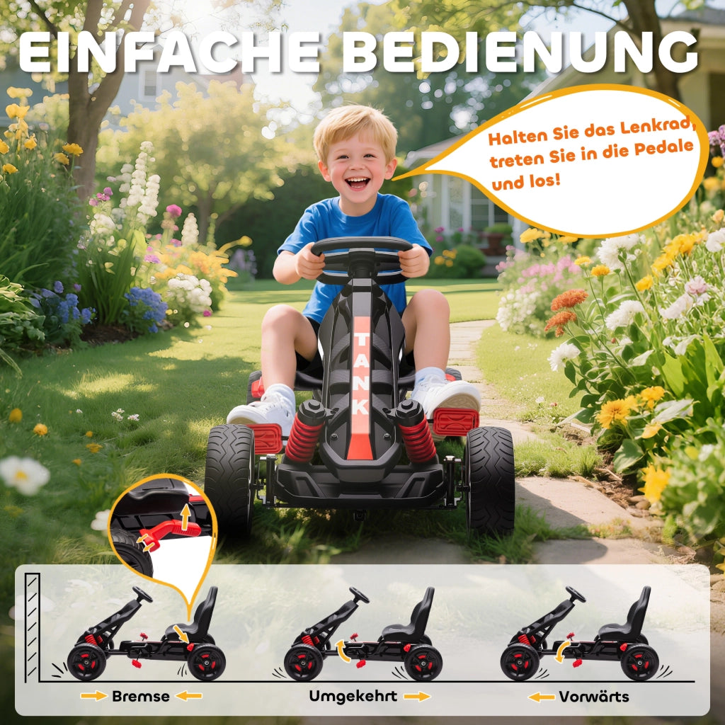 Go-Kart per Bambini con Pedali ¨C zephmum ¨C Rosso, Telaio in Metallo
