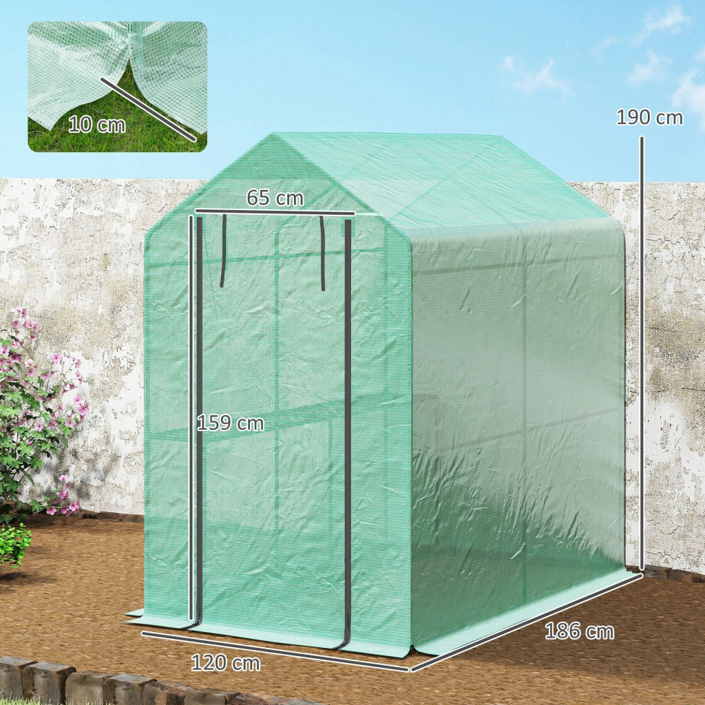Serra da giardino 2 ripiani ¨C zephmum ¨C verde, acciaio, 186x120x190cm