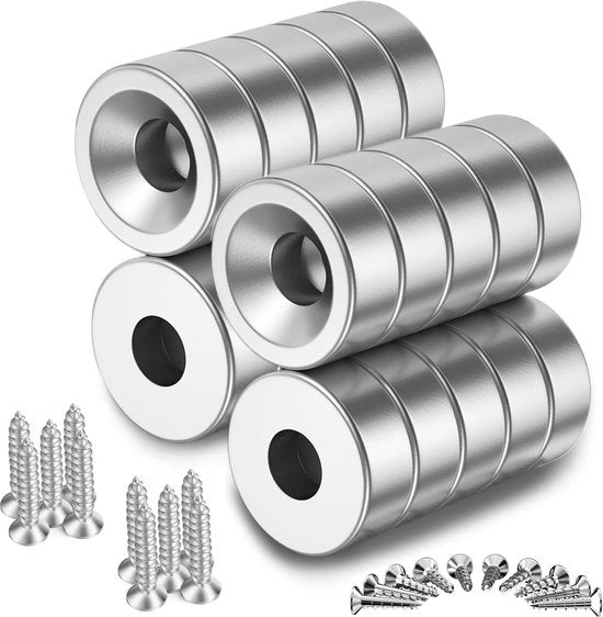 Magnetodi neodimio Extra forte, potenmagnet rotondi multifunzionali con testa inculata e viti, per lavagna magnetica, frigorifero, lavagna magnetica, cucina, ufficio (15X3MM-20PACK)