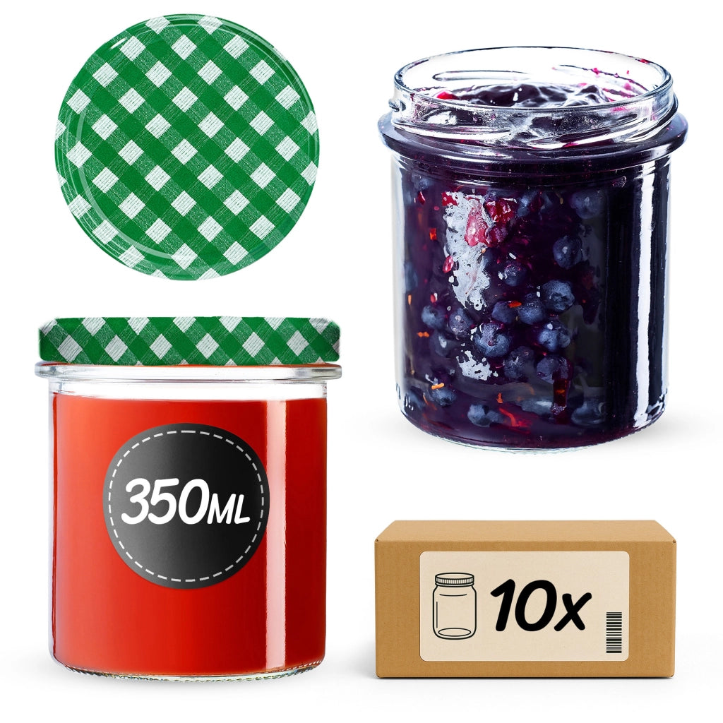 Barattoli di vetro KADAX Avila 350ml 10pz 82mm + coperchi "Green Lattice"
