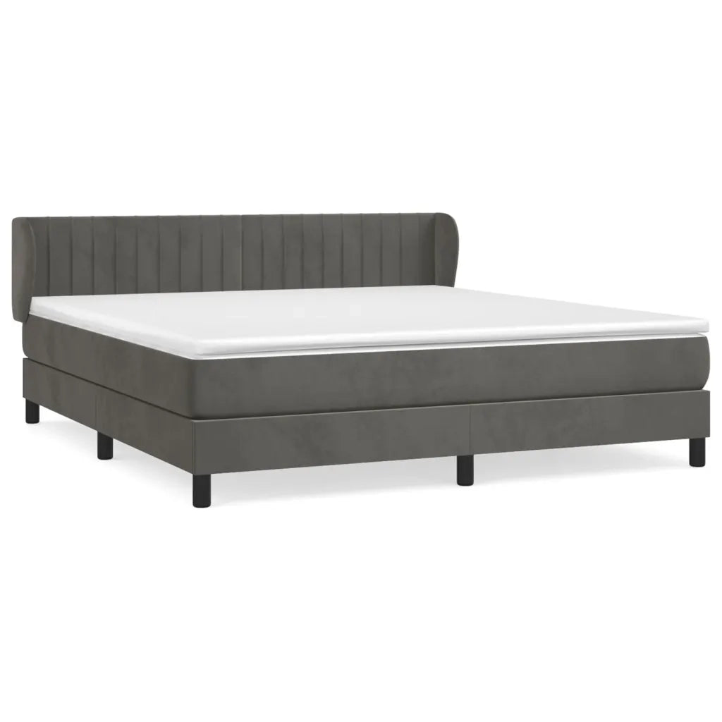 Giroletto a Molle con Materasso Grigio Scuro 180x200 cm Velluto 3127626