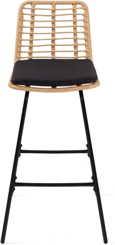 Set di 2 sgabelli da bar SUMMER in rattan con gambe in metallo nero
