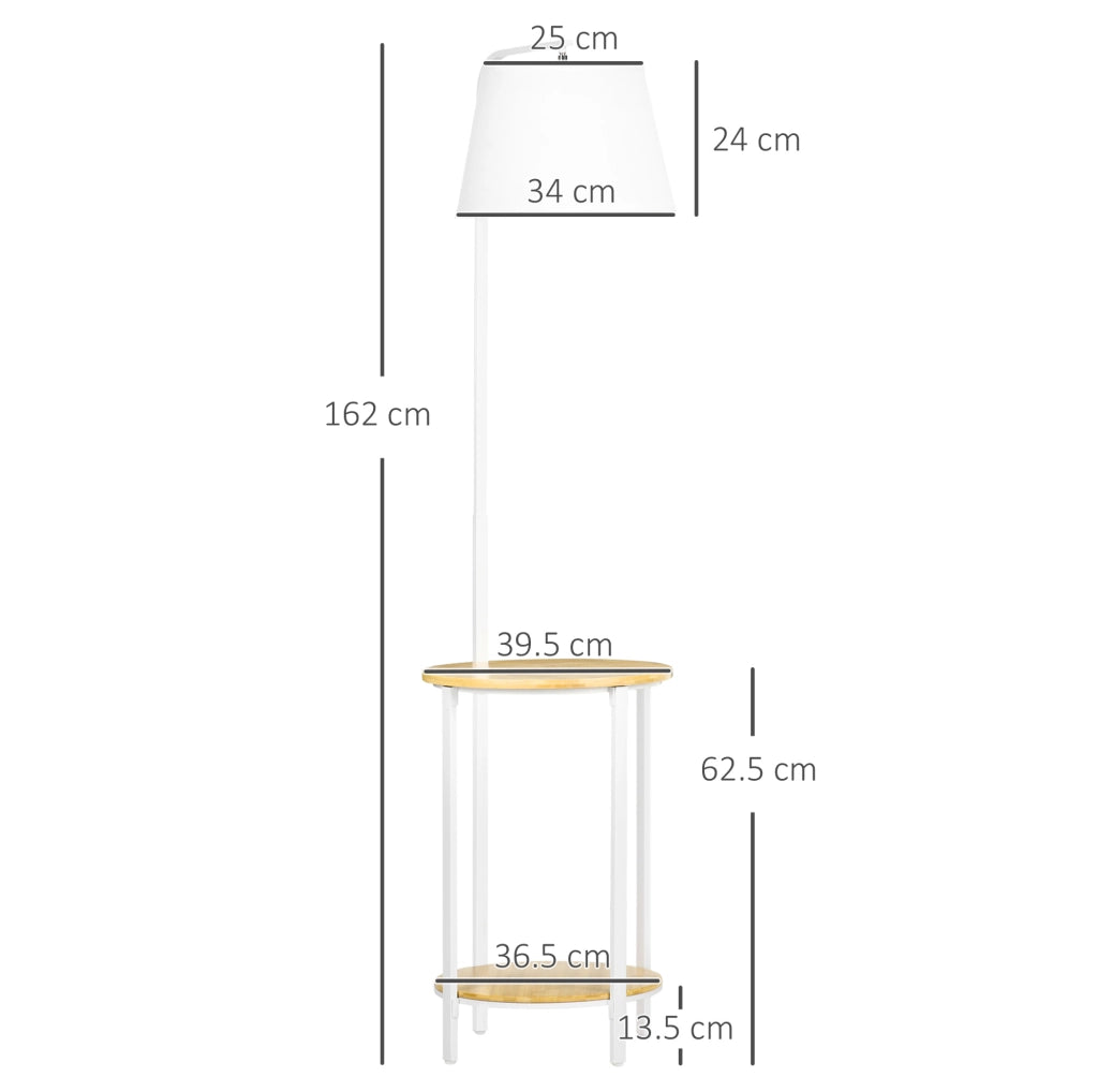 Lampada da terra 43x39.5x162 cm con 2 ripiani; interruttore a pedale; bambù e acciaio bianco