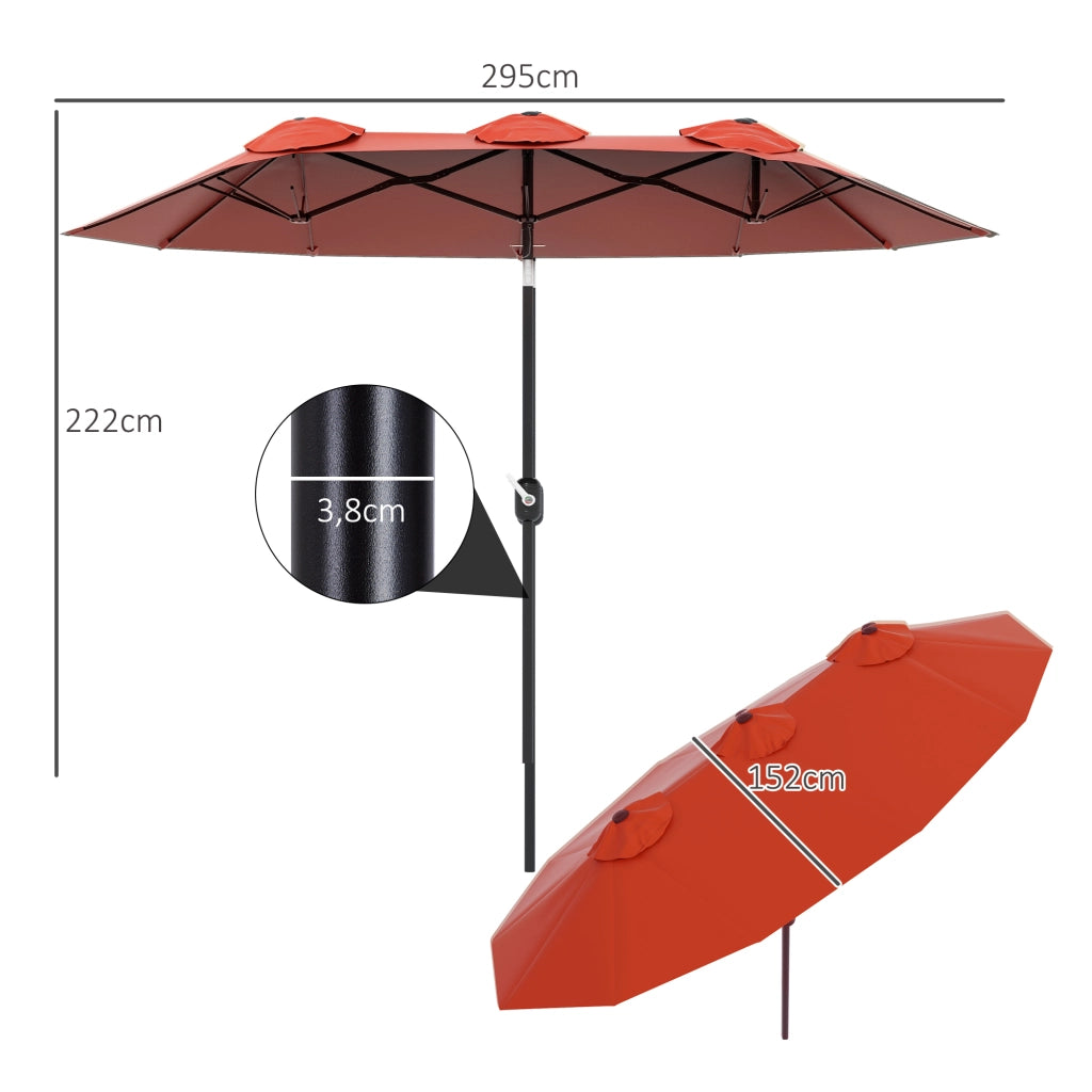 Ombrellone da giardino pieghevole ¨C zephmum ¨C rosso bordeaux, poliestere+acciaio, 295x152 cm