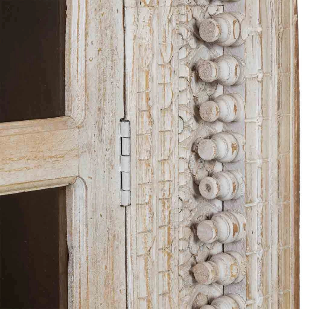 Vetrina in legno bianco fatta a mano 112x41x181h cm