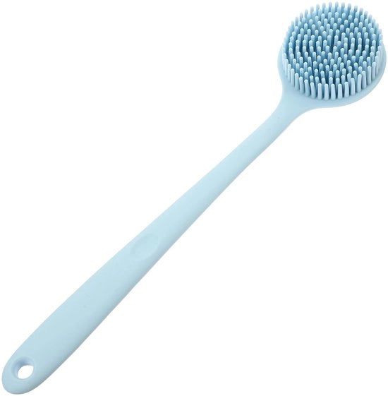 Rugborstel da Bagno con Risciacquo a Silicone Doppio Sfregiatore per la Doccia con Body Washer Lungo per la Pulizia della Doccia