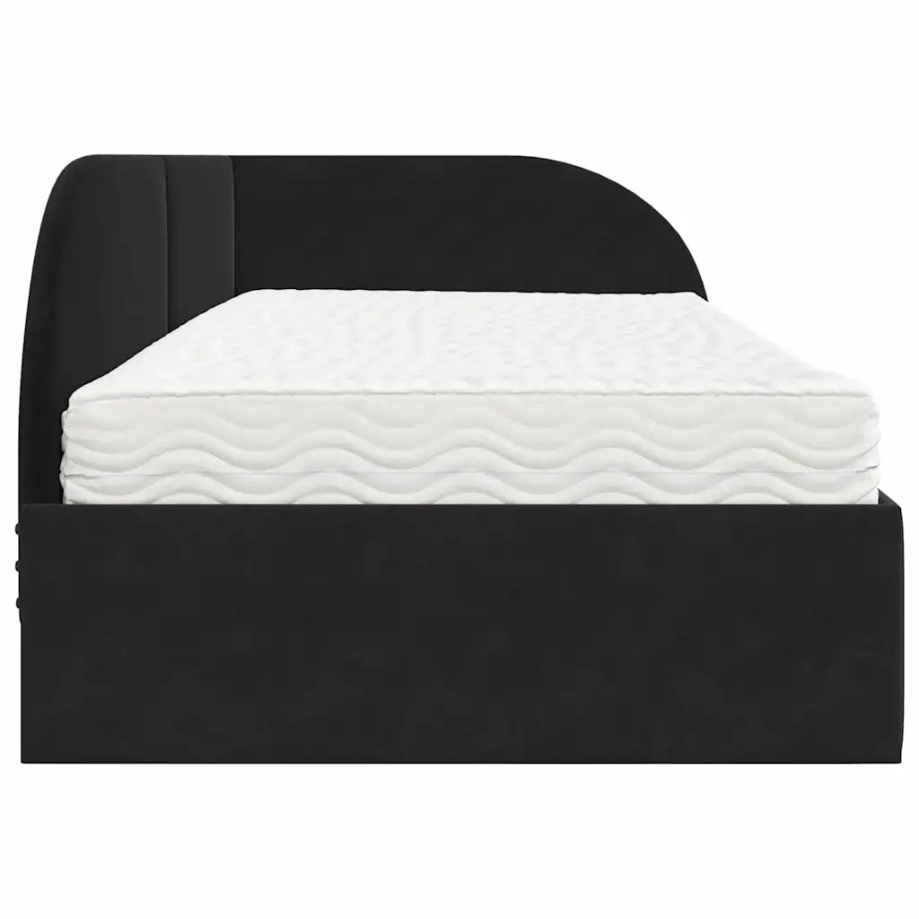 Struttura Letto Angolare con Materasso 2 pz-Giroletto con materasso Nero Velluto 483913