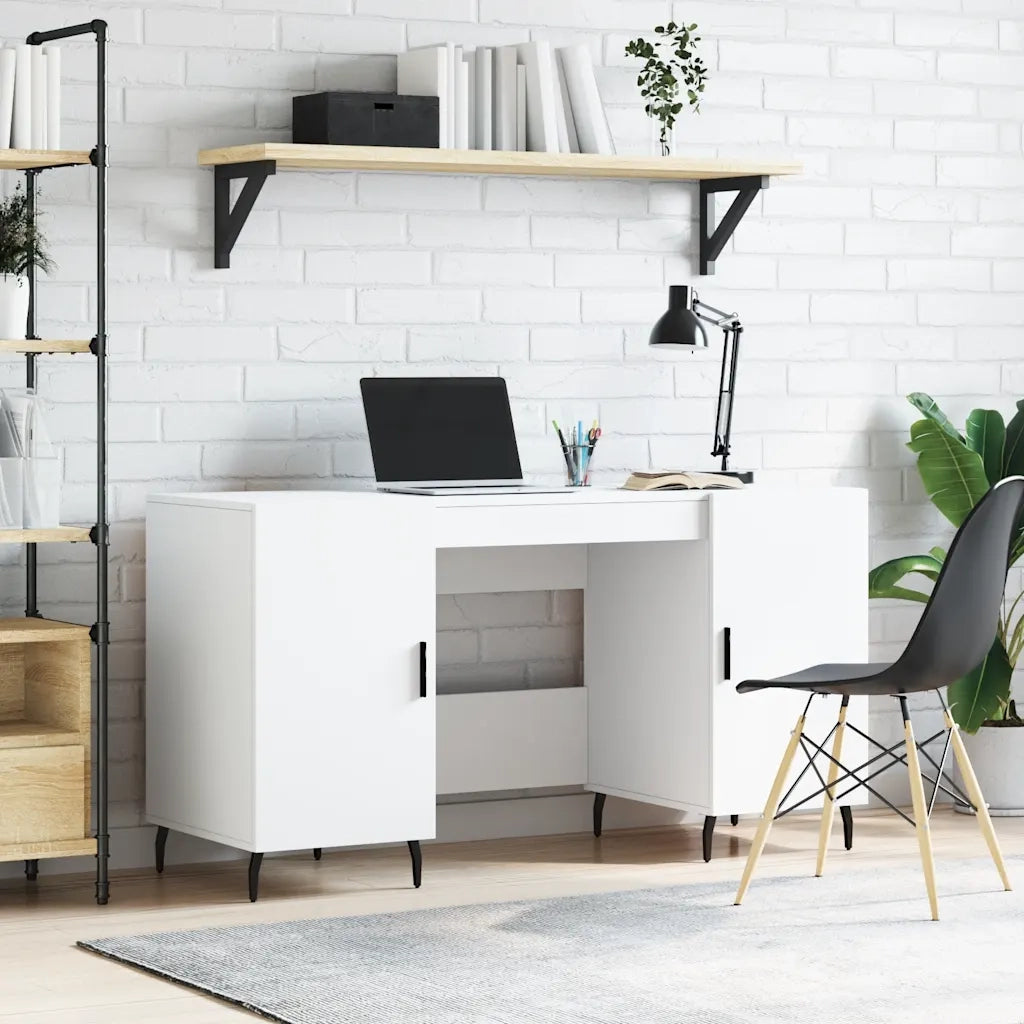 Scrivania | Tavolo da Ufficio Bianca 140x50x75 cm in Legno Multistrato
