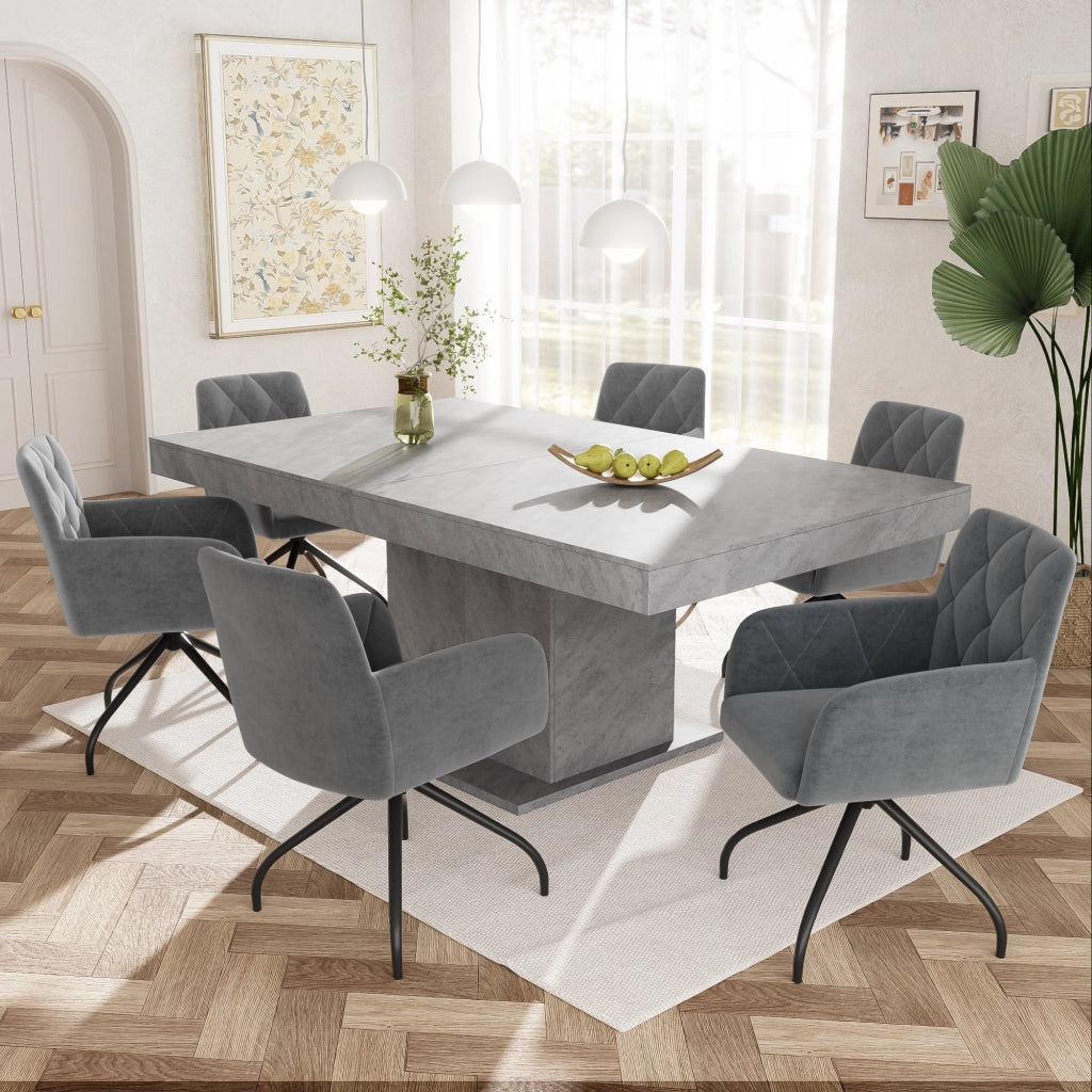Set 4 Sedie da Pranzo Girevoli Imbottite ¨C MINIMAL ¨C Velluto Antracite, Gambe in Metallo