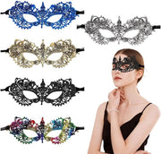 Maschera a forma di veneziano - 5 pezzi - Maschera da festa - Costume da Halloween - Carnevale elegante - Occhiali per maschera per donne