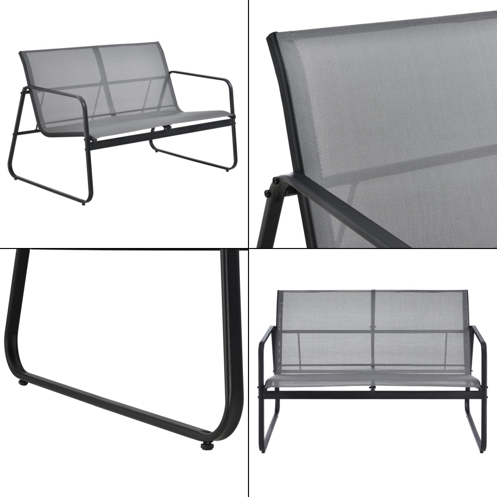 Set Palencia di Mobili da Giardino Tavolino Divano e 2 Sedie da Esterno - Grigio Chiaro/Nero [en.casa]