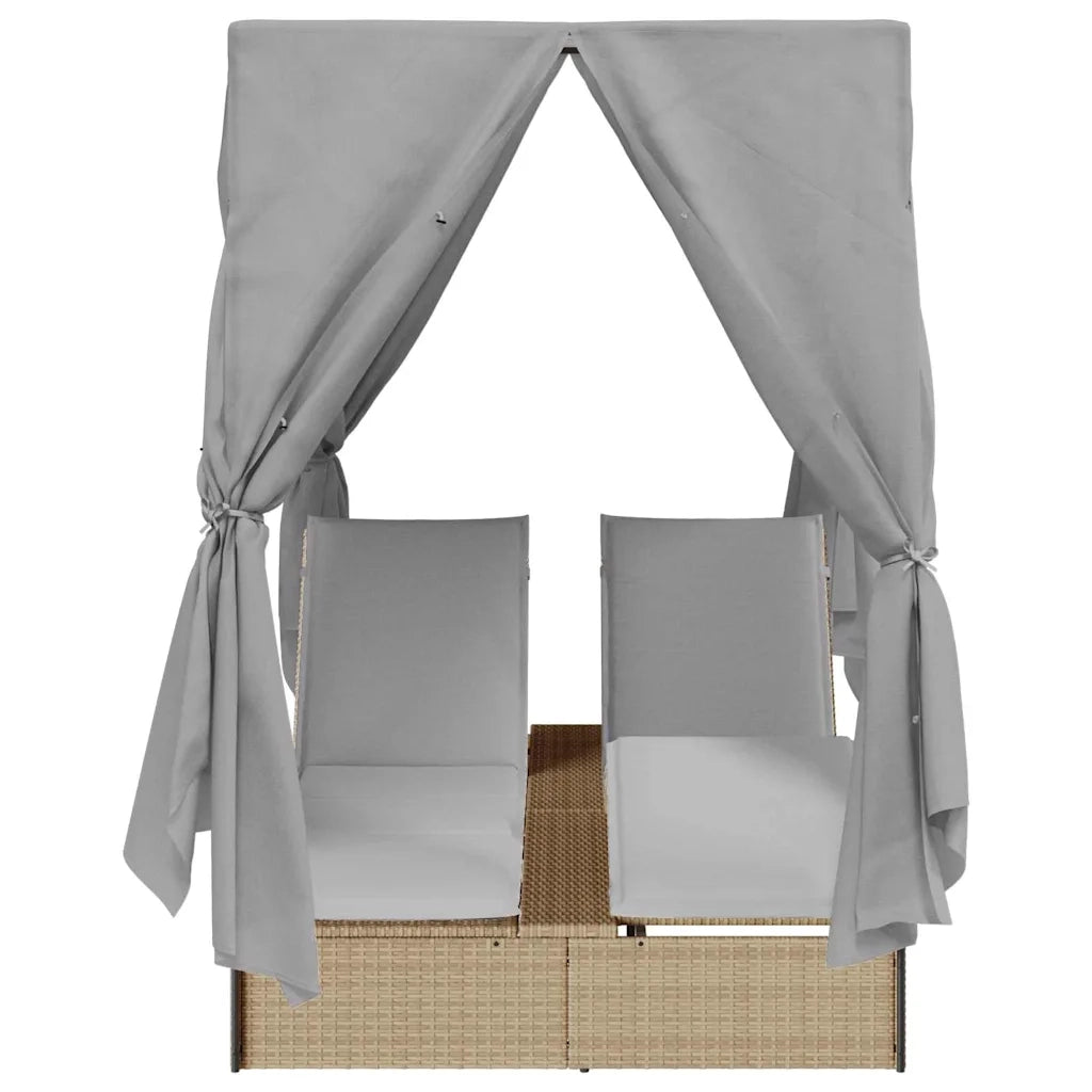 Lettino da sole doppio Grigio 205 x 129 x 200 cm polyrattan 3376130