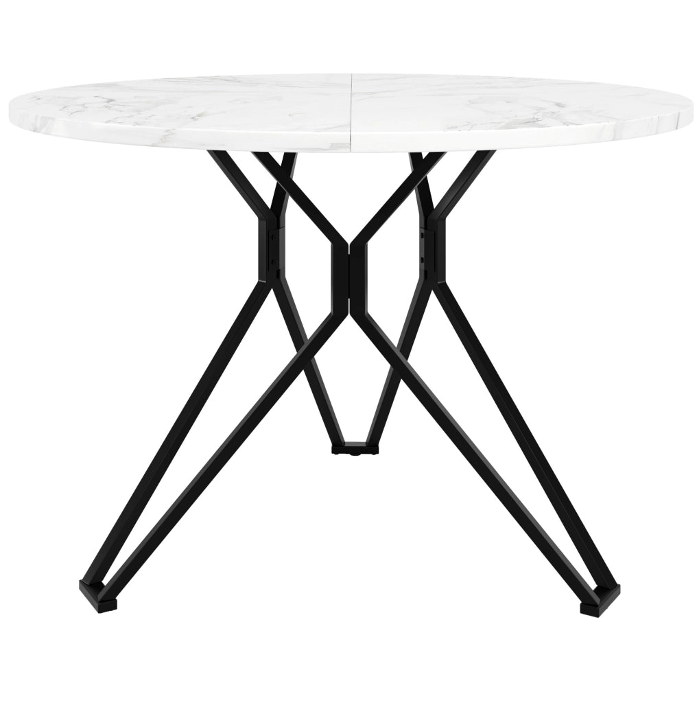 Tavolo da pranzo rotondo 100x100x76 cm con piedi regolabili; MDF effetto marmo nero