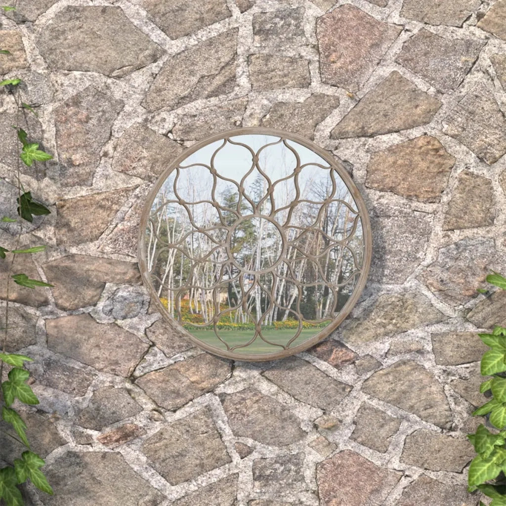 Specchio da Giardino Sabbia 60x3 cm in Ferro Rotondo da Esterno 318367