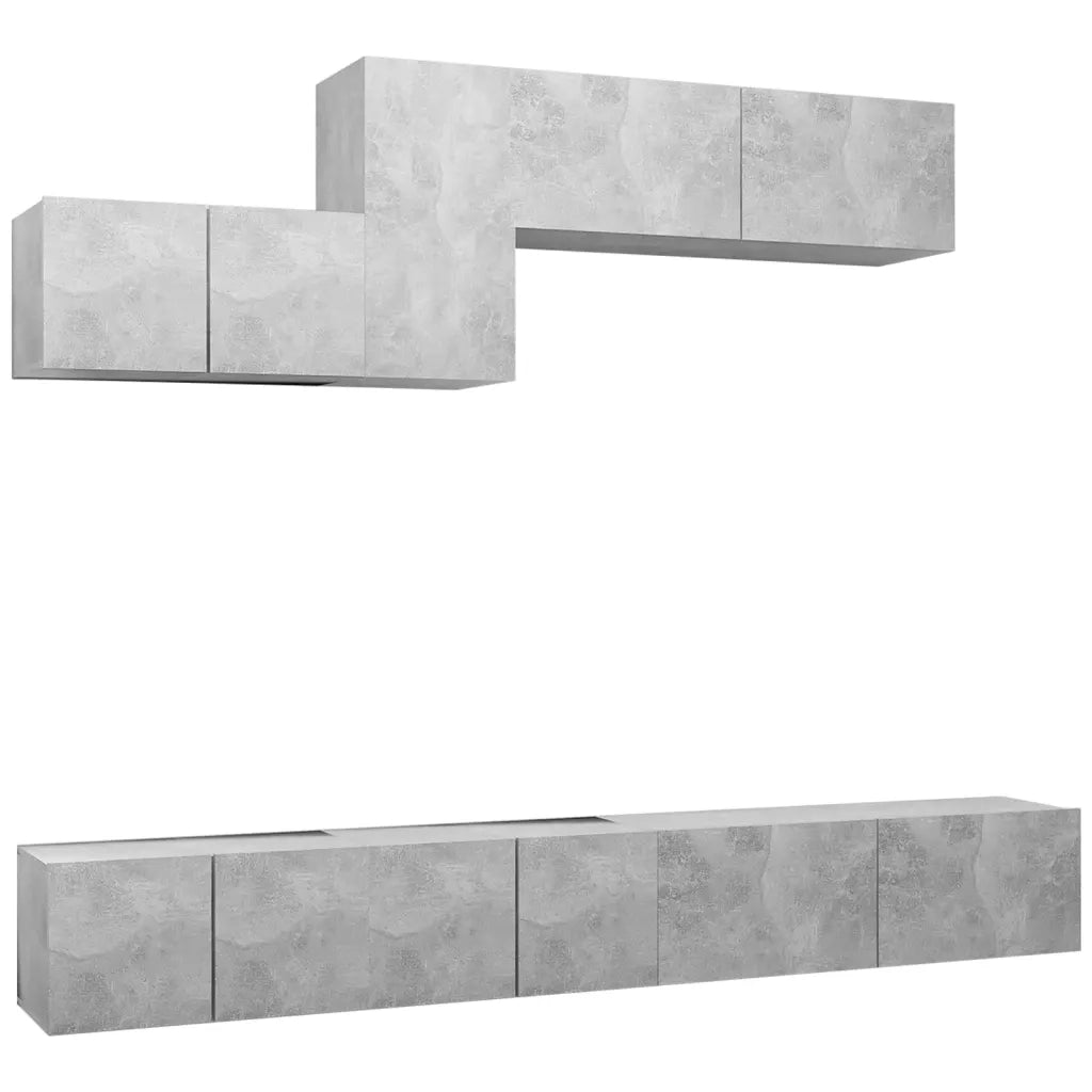 Set di Mobili Porta TV 6 pz Grigio Cemento in Legno Multistrato 3079150