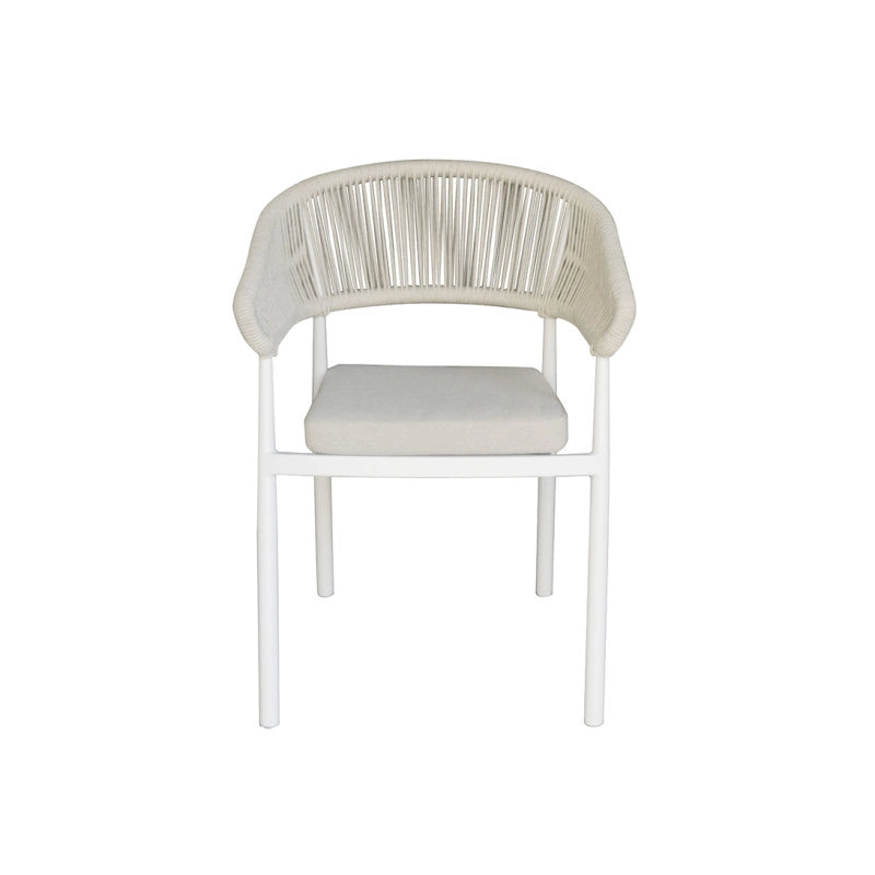 Sedia Perugia Contract In Alluminio Bianco E Corda Per Esterni Beige Moia