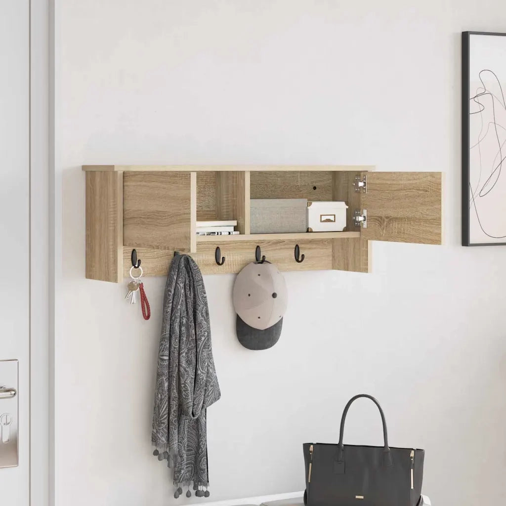 Appendiabiti a muro con porta Rovere Sonoma 80 x 20 x 30 cm 874341