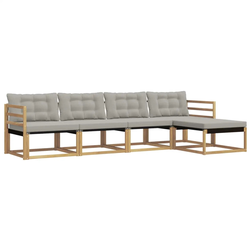 Set di divani da esterno 5 pz Bianco e Grigio Chiaro 3388577