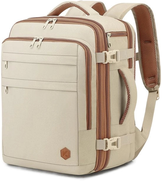 Tas per Aereoporti Espandibile 40x30x20 a 40x30x25 - Bagaglio Manuale 24L a 30L - Adatto per Laptop 15,6 Pollici - Borsa da Viaggio - Peso Leggero Color Beige