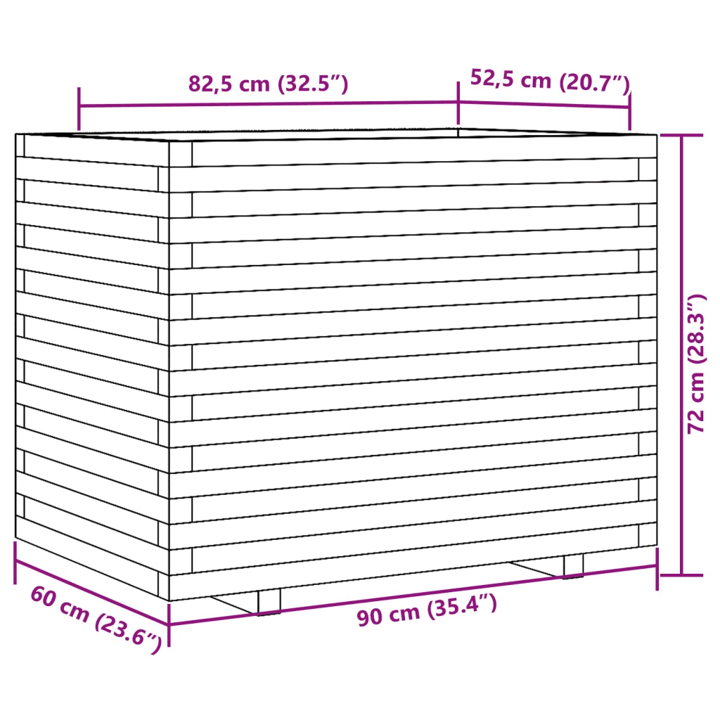 Fioriera da Giardino 90x60x72 cm in Legno Massello di Pino 3282644