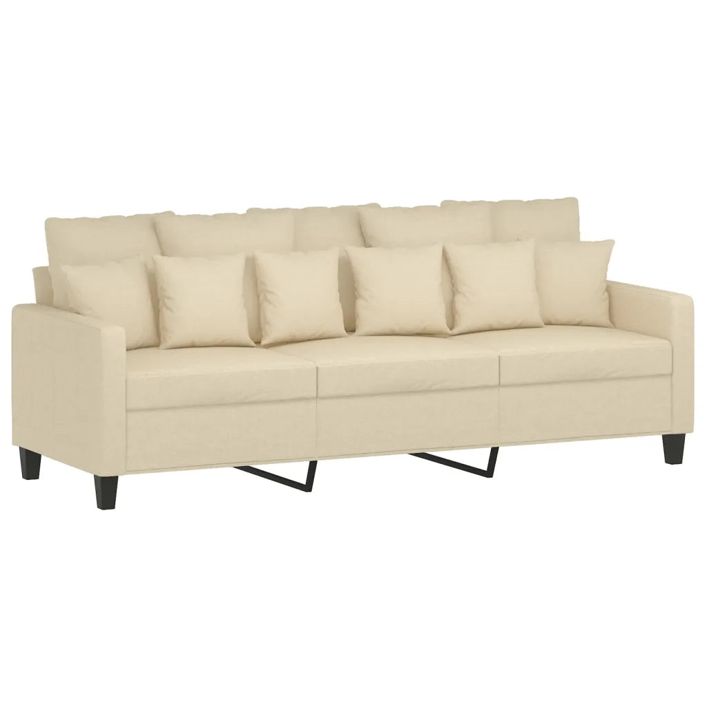 Set Divani 3 pz con Cuscini Crema in Tessuto 3201634