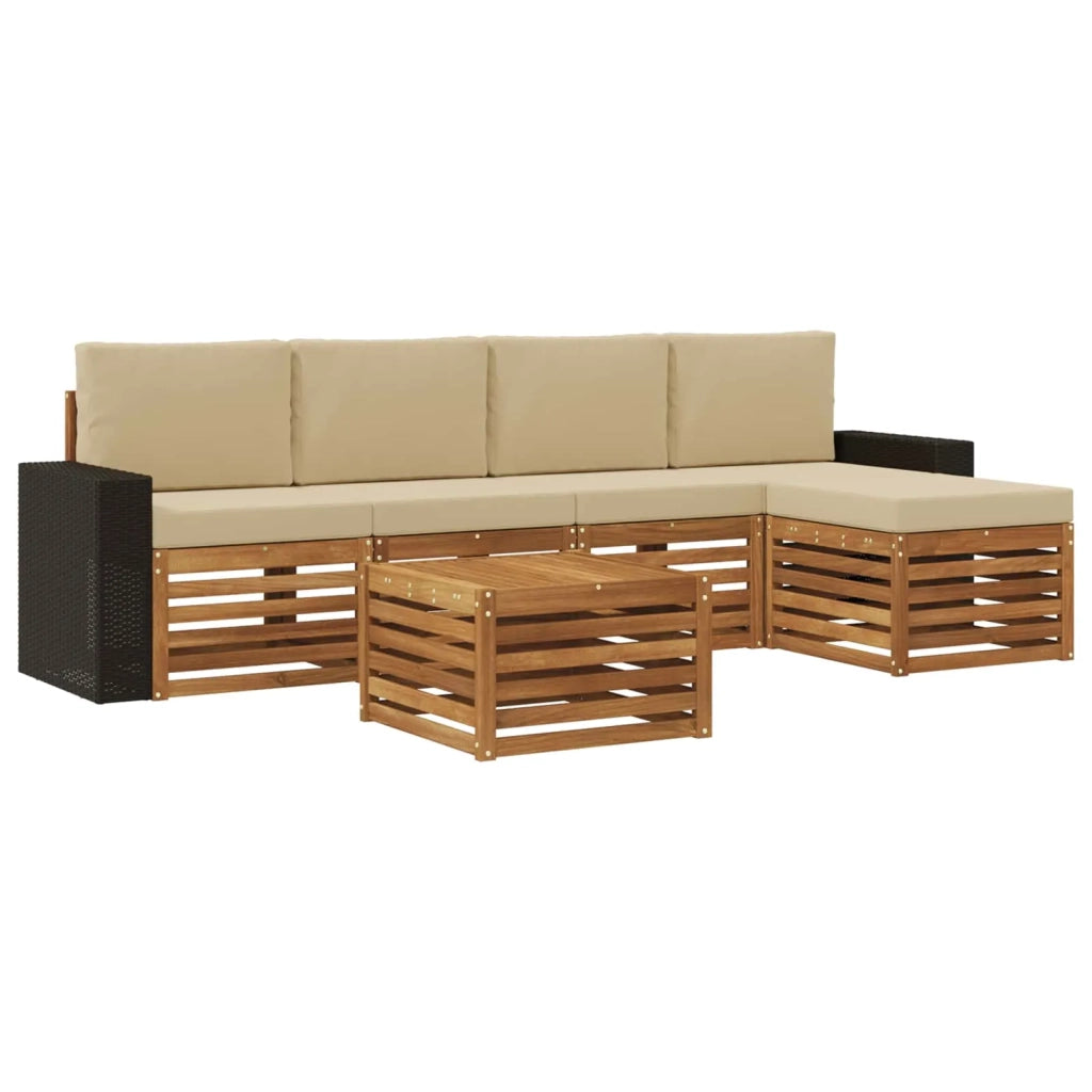 Set di divani da esterno 6 pz Naturale e Beige 3384274