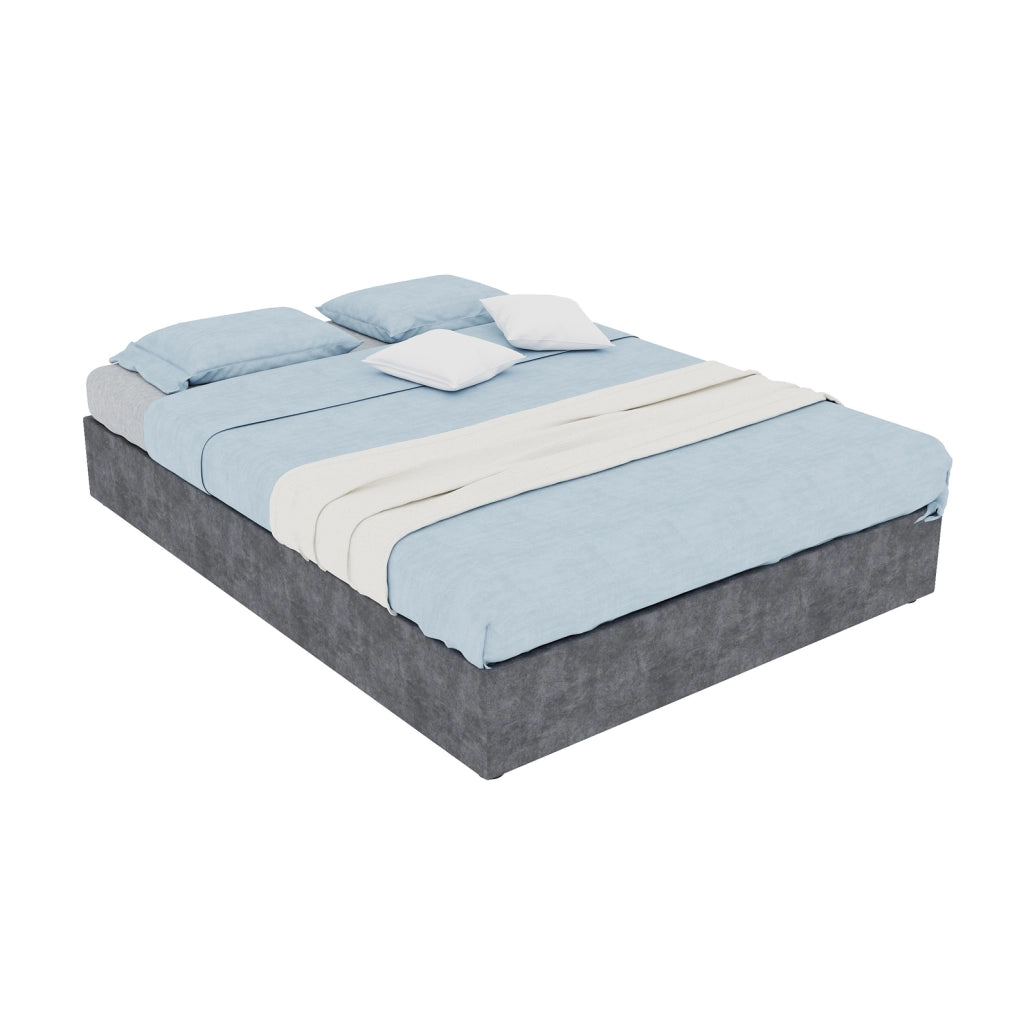 Letto 140 x 200 cm in velluto Dutch grigio con dettagli a borchie
