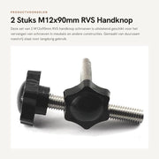 Manopola a mano 48mm - Cavo maschile 12mm - Vite di regolazione - Acciaio inossidabile - Alta qualità plastica - Duraturo e facile da installare - Manopola di regolazione