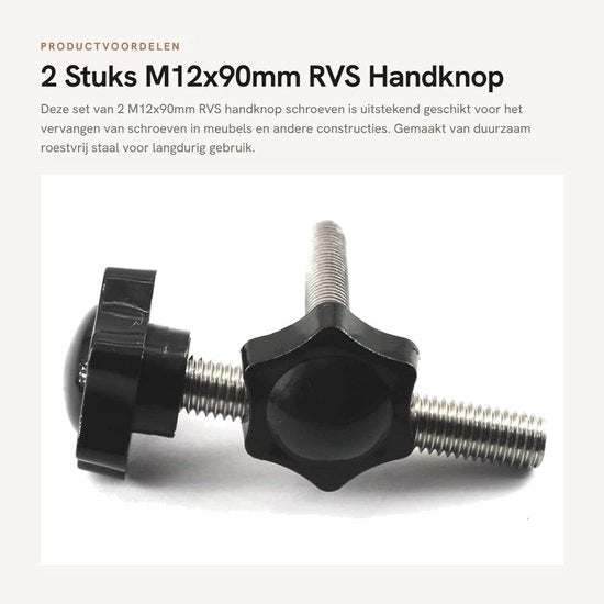 Manopola a mano 48mm - Cavo maschile 12mm - Vite di regolazione - Acciaio inossidabile - Alta qualità plastica - Duraturo e facile da installare - Manopola di regolazione