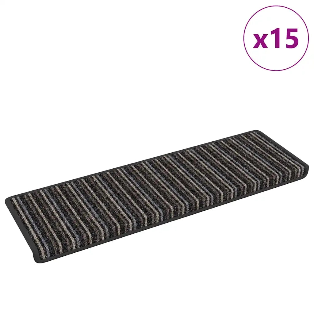 Tappetini per scale autoadesivi 15 pcs Antracite 65 x 21 x 4 cm