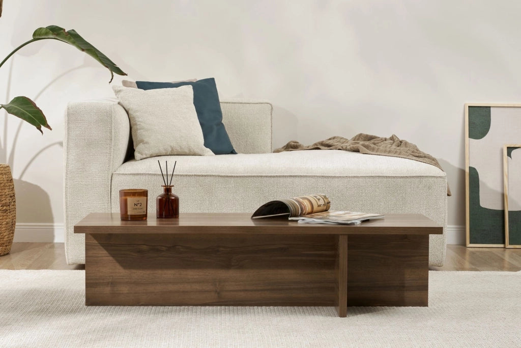 Marmorito, Tavolino da Salotto Forma Rettangolare, 120x45x30h cm Marrone Noce