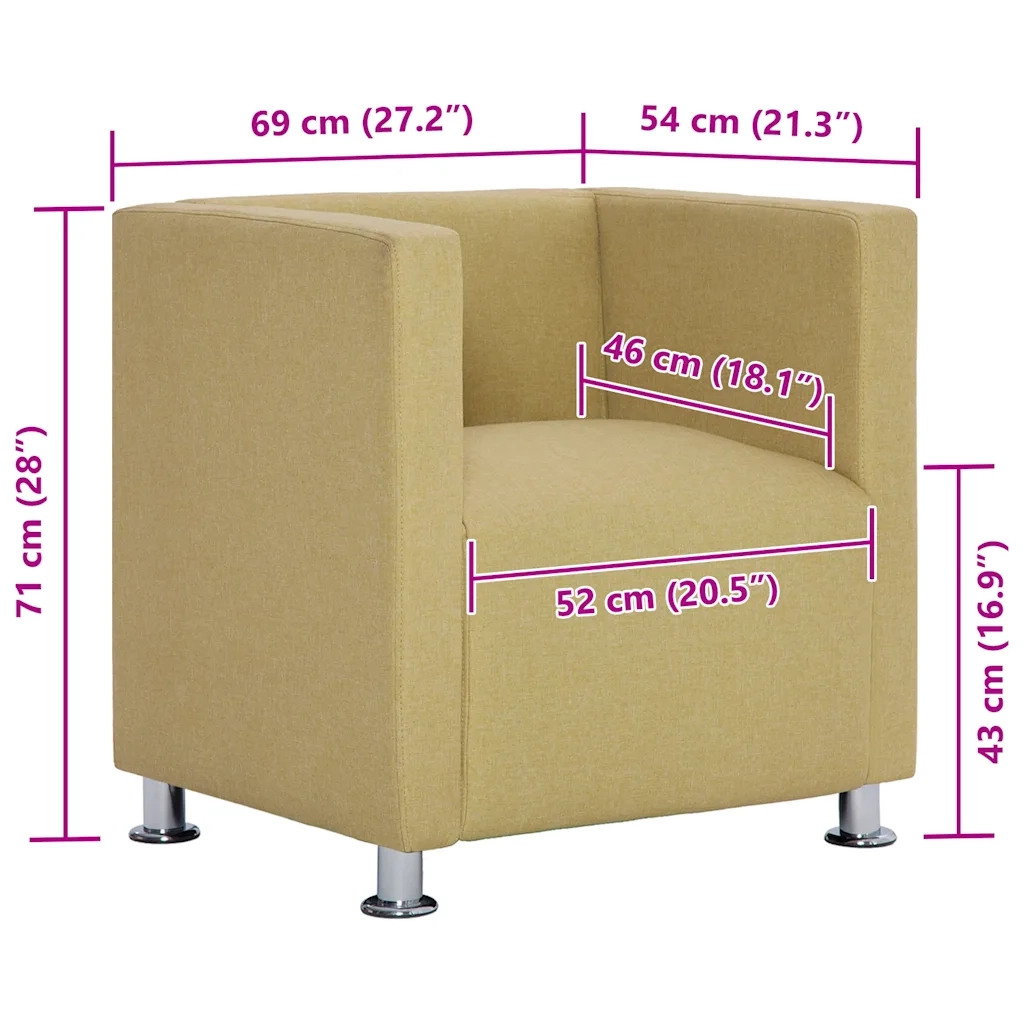Poltrona a Cubo Verde in Tessuto 282148