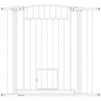Barriera di Sicurezza per Cani, Sistema di Doppio Blocco, Montaggio a Pressione o a Foratura, Larghezza 76-104 cm, Bianco