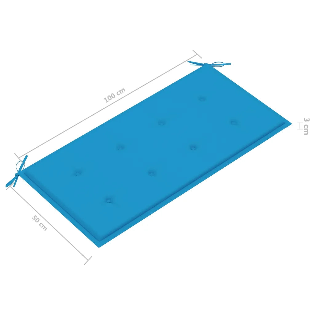 Panca da Giardino con Cuscino Blu 112 cm in Legno di Teak 3062653