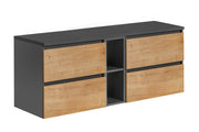 Set mobili bagno 140 cm con piano Monako Grey Oak 140 x 1401 x 46 cm
