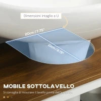 kleankin Mobile Bagno Sotto Lavabo con Armadietto a 2 Ante e Ripiano Aperto, in Truciolato, 60x30x60 cm