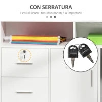 Mobile Porta Stampante con Cassetti, Mobiletto Multiuso per Ufficio e Casa, Bianco, 100x35x65cm