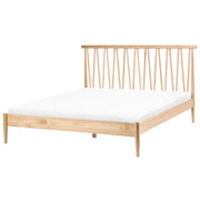 Letto matrimoniale con testiera e struttura in legno di pino con doghe 160x200cm marrone chiaro camera da letto stile moderno